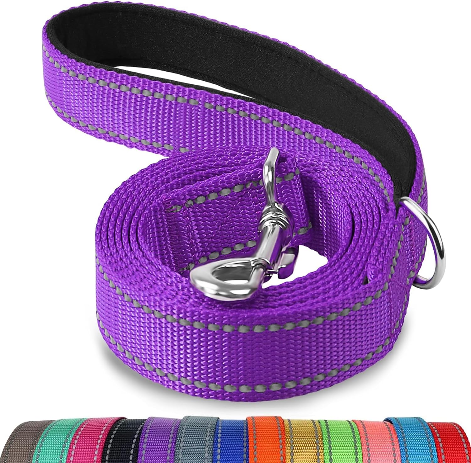 Joytale Padded Handle Dog Lead – Double-Sided Reflective Nylon Walking Leash for Small & Medium Dogs 
