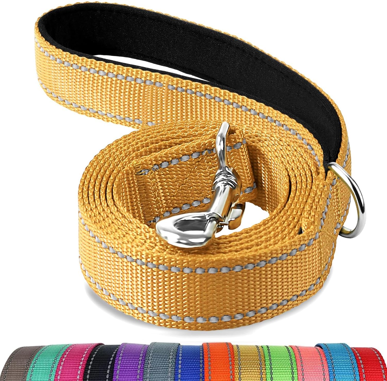 Joytale Padded Handle Dog Lead – Double-Sided Reflective Nylon Walking Leash for Small & Medium Dogs 
