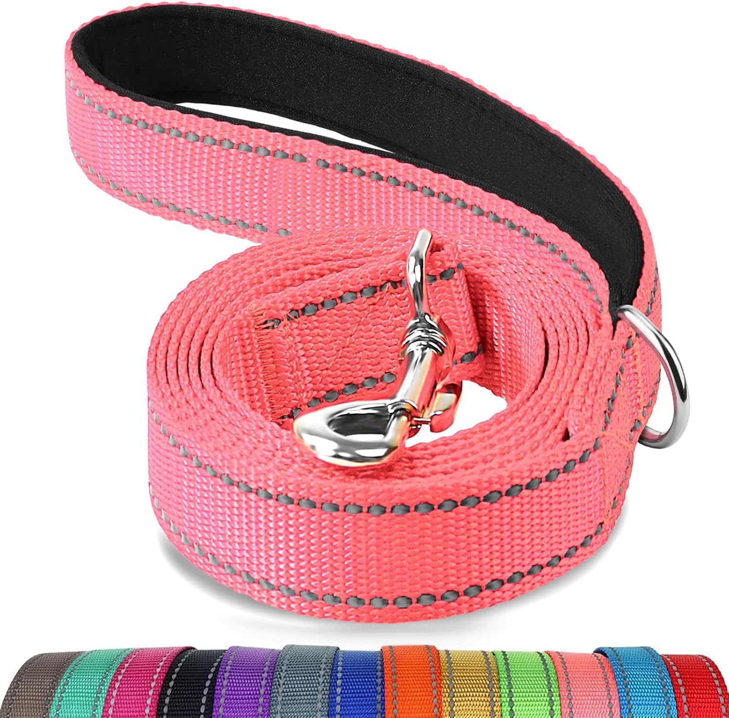 Joytale Padded Handle Dog Lead – Double-Sided Reflective Nylon Walking Leash for Small & Medium Dogs 