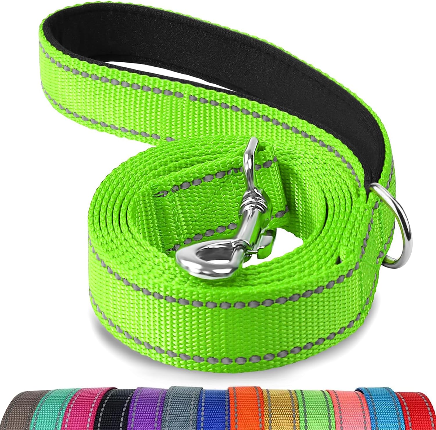 Joytale Padded Handle Dog Lead – Double-Sided Reflective Nylon Walking Leash for Small & Medium Dogs 