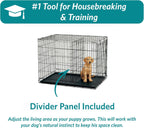 MidWest iCrate Two-Door Folding Dog Crate with Divider & Leak-Proof Tray – 76cm Metal Wire Kennel for Medium Dogs