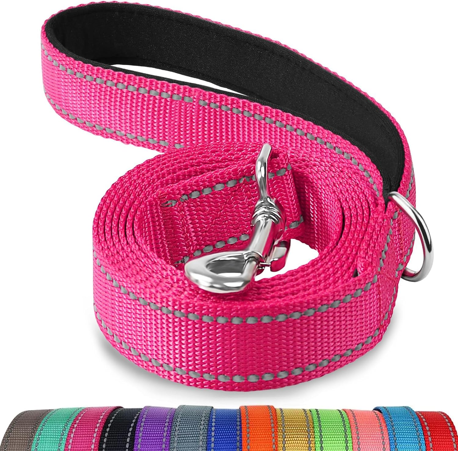 Joytale Padded Handle Dog Lead – Double-Sided Reflective Nylon Walking Leash for Small & Medium Dogs 