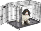 MidWest iCrate Two-Door Folding Dog Crate with Divider & Leak-Proof Tray – 76cm Metal Wire Kennel for Medium Dogs