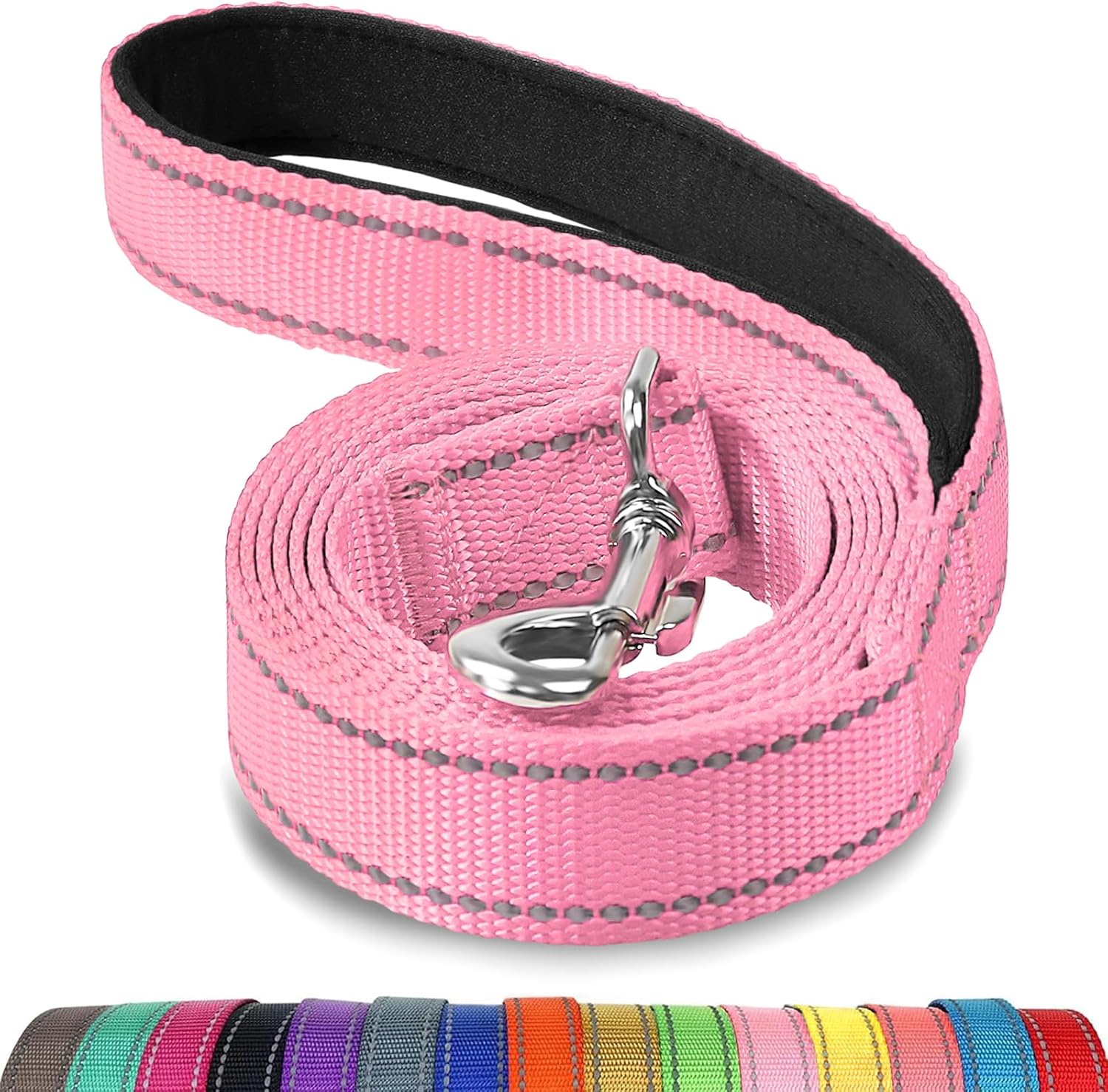 Joytale Padded Handle Dog Lead – Double-Sided Reflective Nylon Walking Leash for Small & Medium Dogs 
