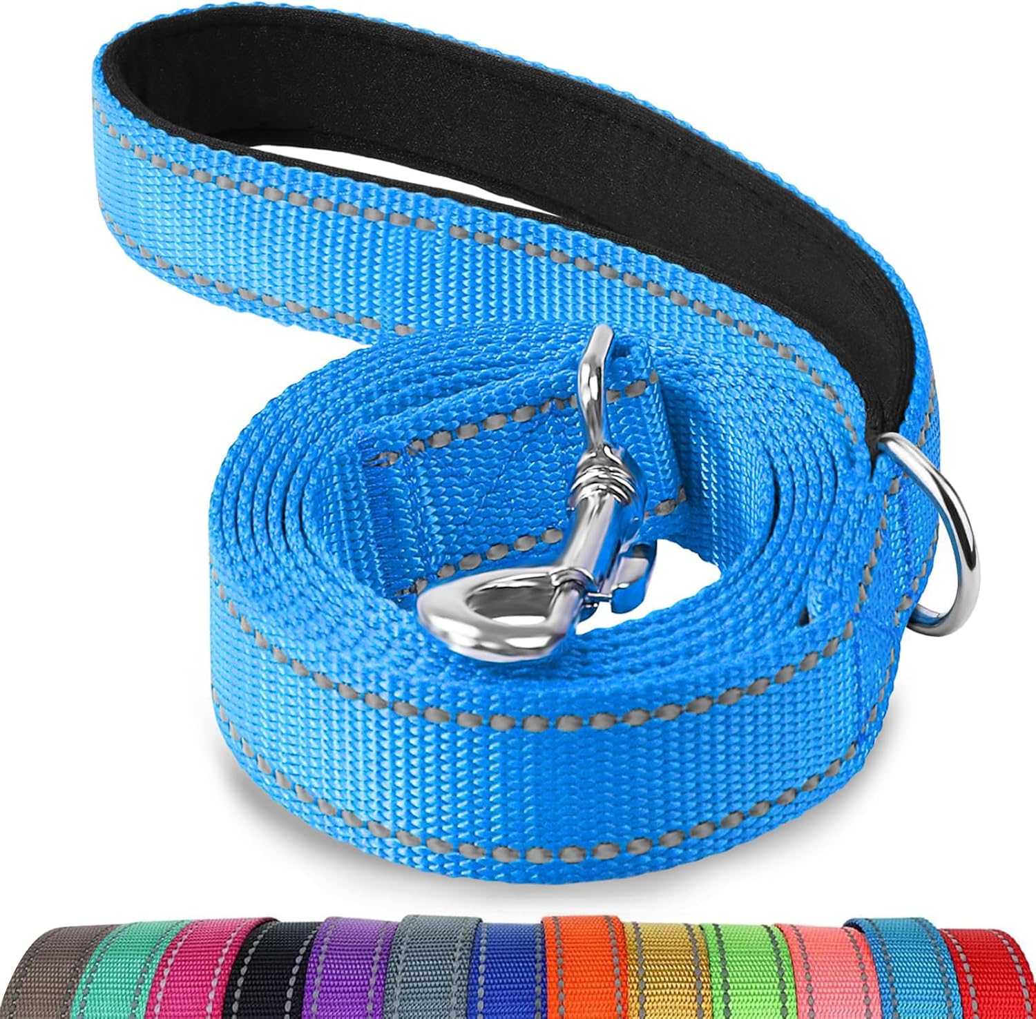 Joytale Padded Handle Dog Lead – Double-Sided Reflective Nylon Walking Leash for Small & Medium Dogs 