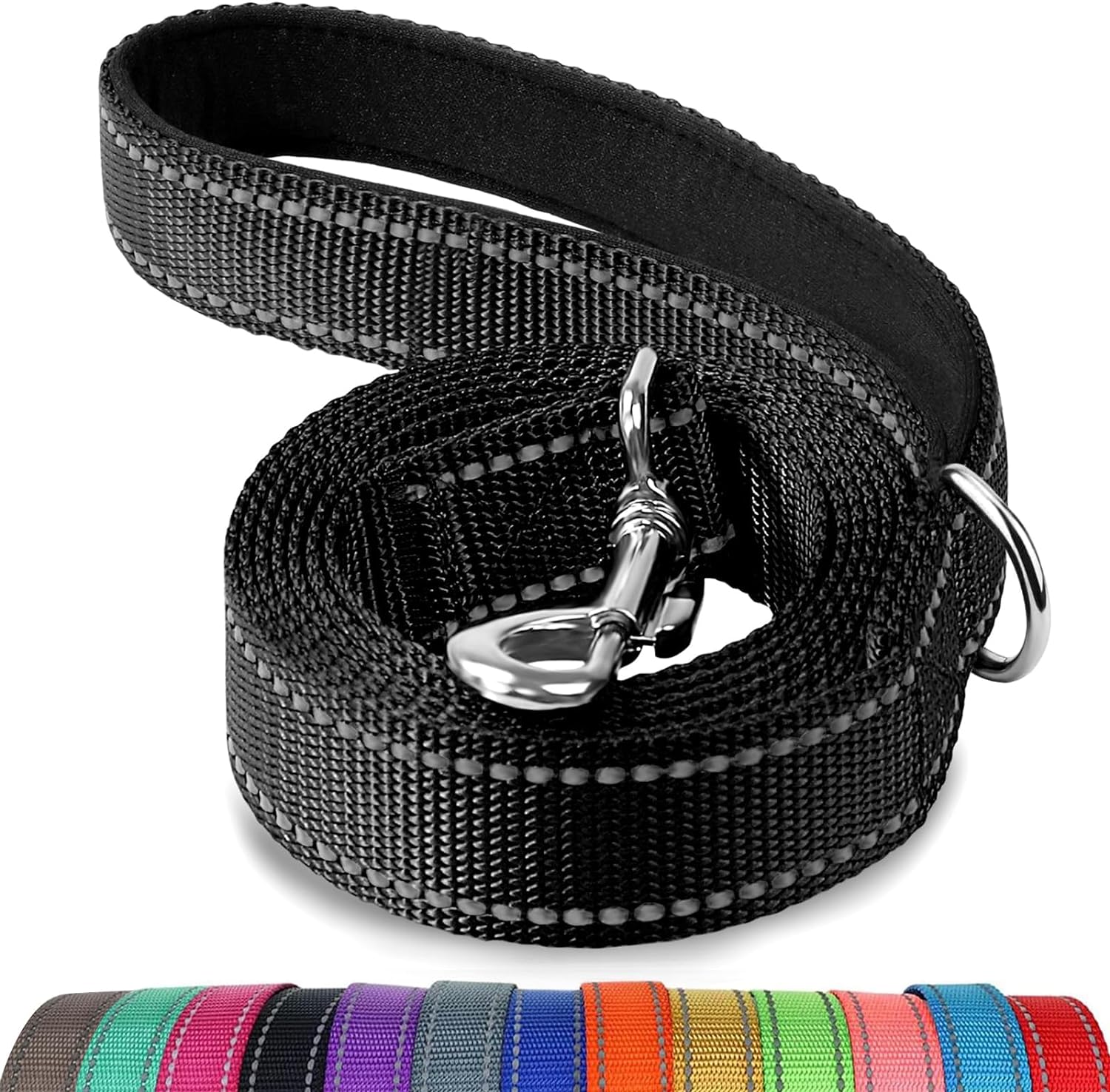 Joytale Padded Handle Dog Lead – Double-Sided Reflective Nylon Walking Leash for Small & Medium Dogs 