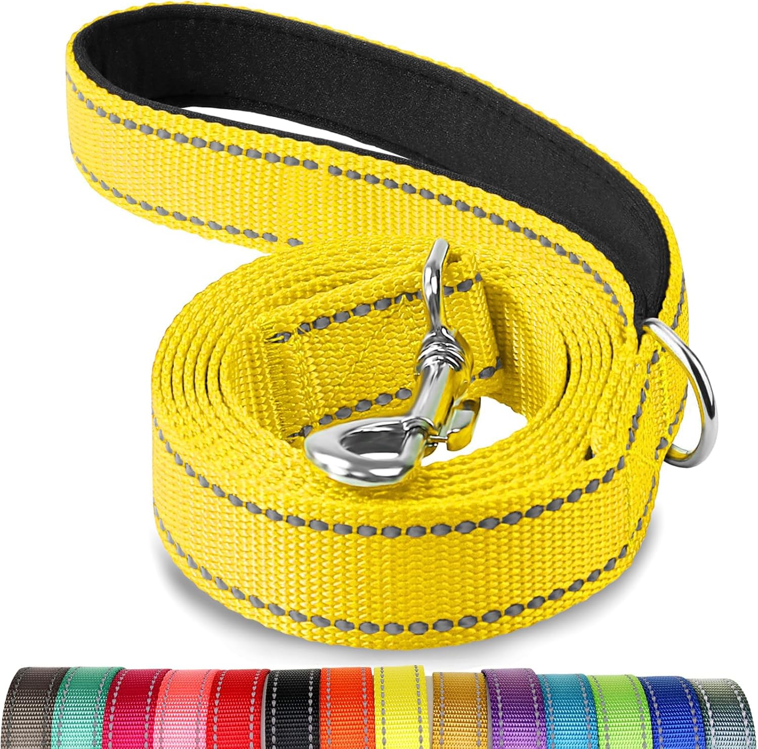 Joytale Padded Handle Dog Lead – Double-Sided Reflective Nylon Walking Leash for Small & Medium Dogs 