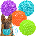 Spikey Squeaky Dog Toy Balls – 4 Pack Durable TPR Rubber Chew Balls for Medium & Large Dogs (12cm)