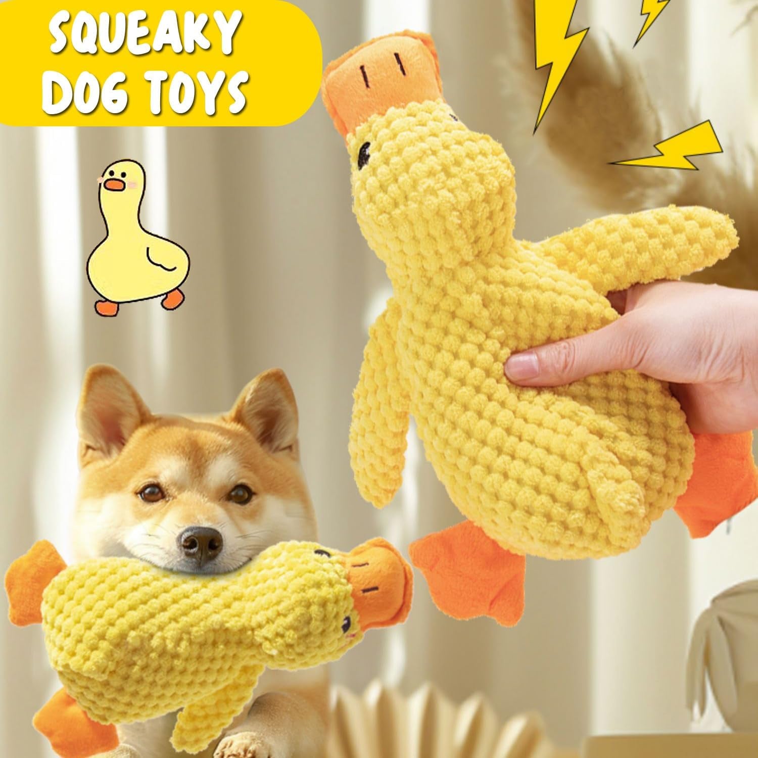 Duck Plush Squeaky Dog Toy – Soft Cotton Chew Toy for Small & Medium Dogs