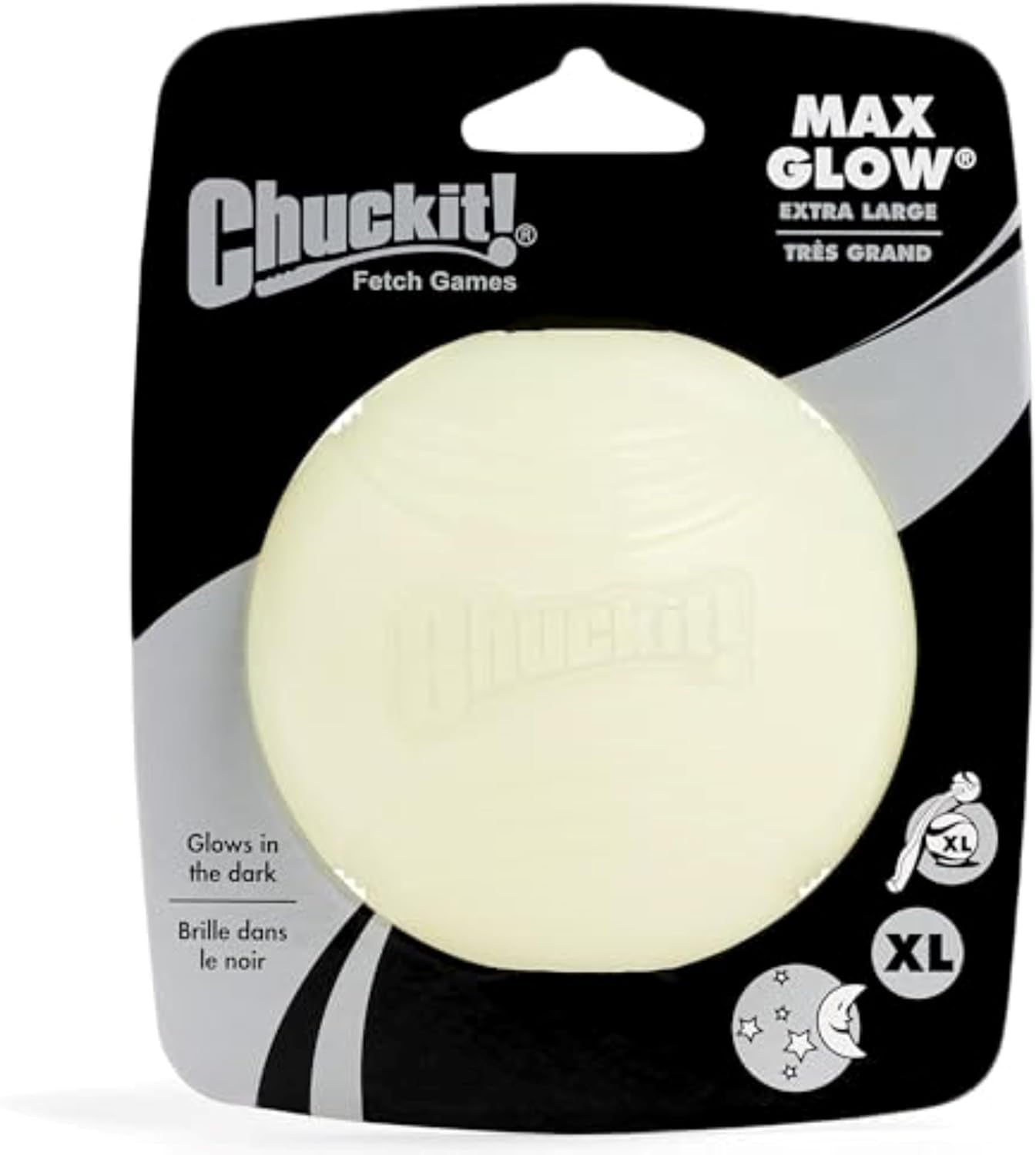 Chuckit Max Glow Dog Ball – Glow-in-the-Dark Rubber Fetch Toy for Dogs