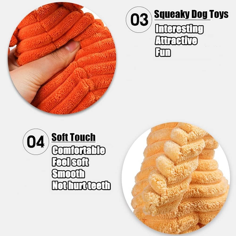 Fox Plush Squeaky Dog Toy – Soft Corduroy Chew Toy for Small Dogs and Puppies