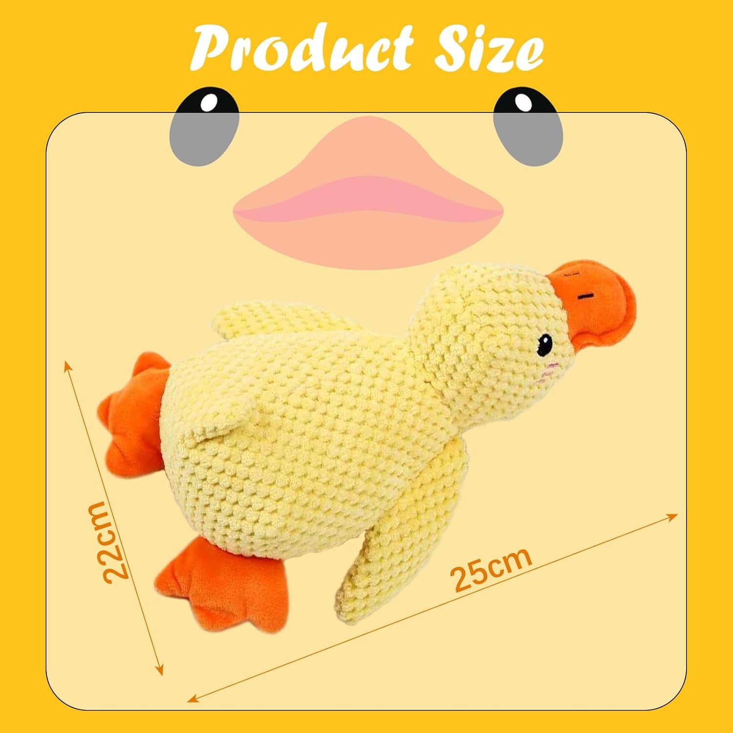Yellow Duck Plush Squeaky Dog Toy – Calming Anti-Stress Chew Toy for Dogs of All Sizes