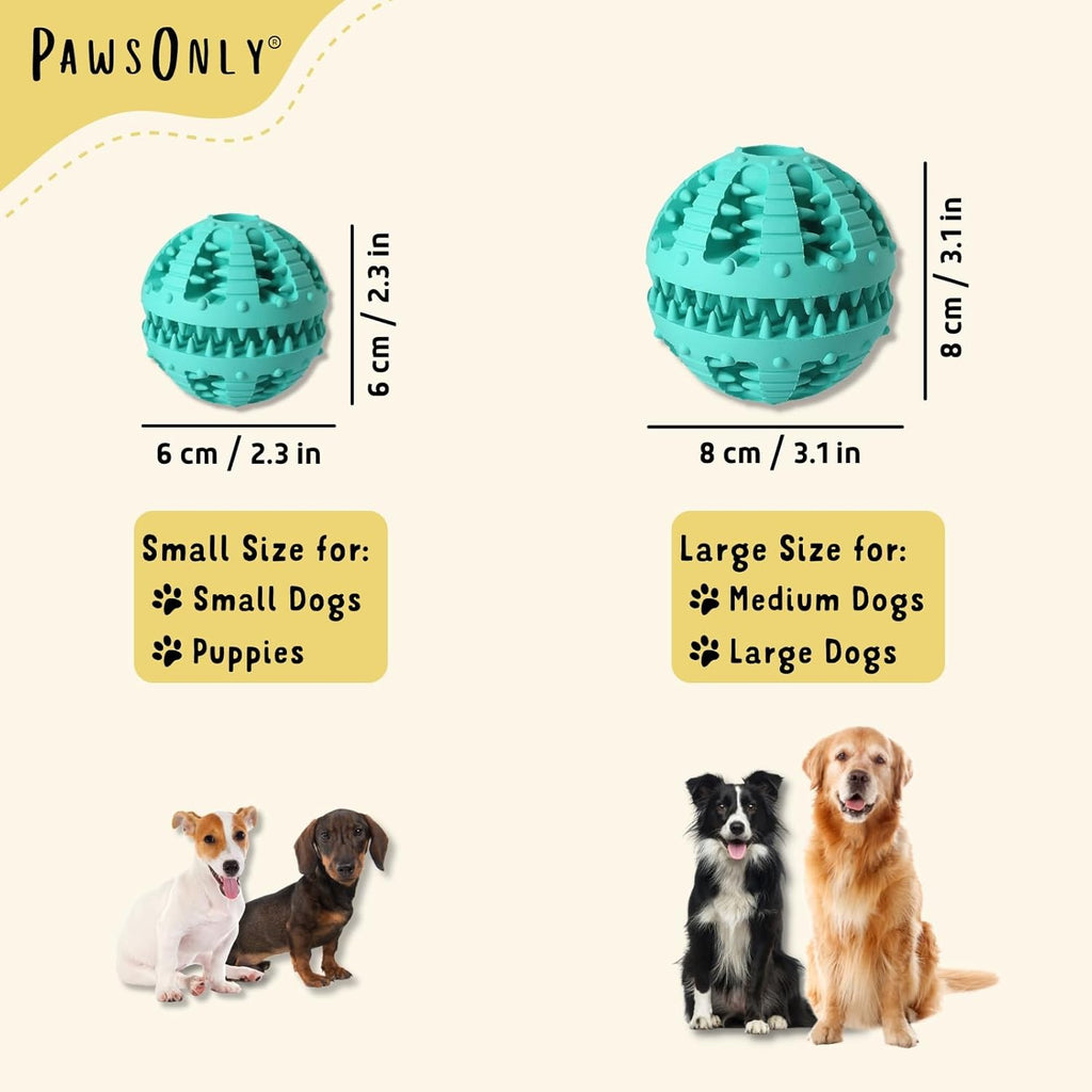 PawsOnly Treat Dispensing Ball – Interactive Rubber Puzzle Feeder for Mental Stimulation & Dog Enrichment (Small, Blue)