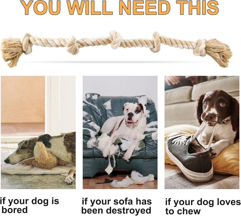Fida Heavy Duty Cotton Rope Dog Toy – 92cm Indestructible Tug of War Chew Toy for Large Dogs