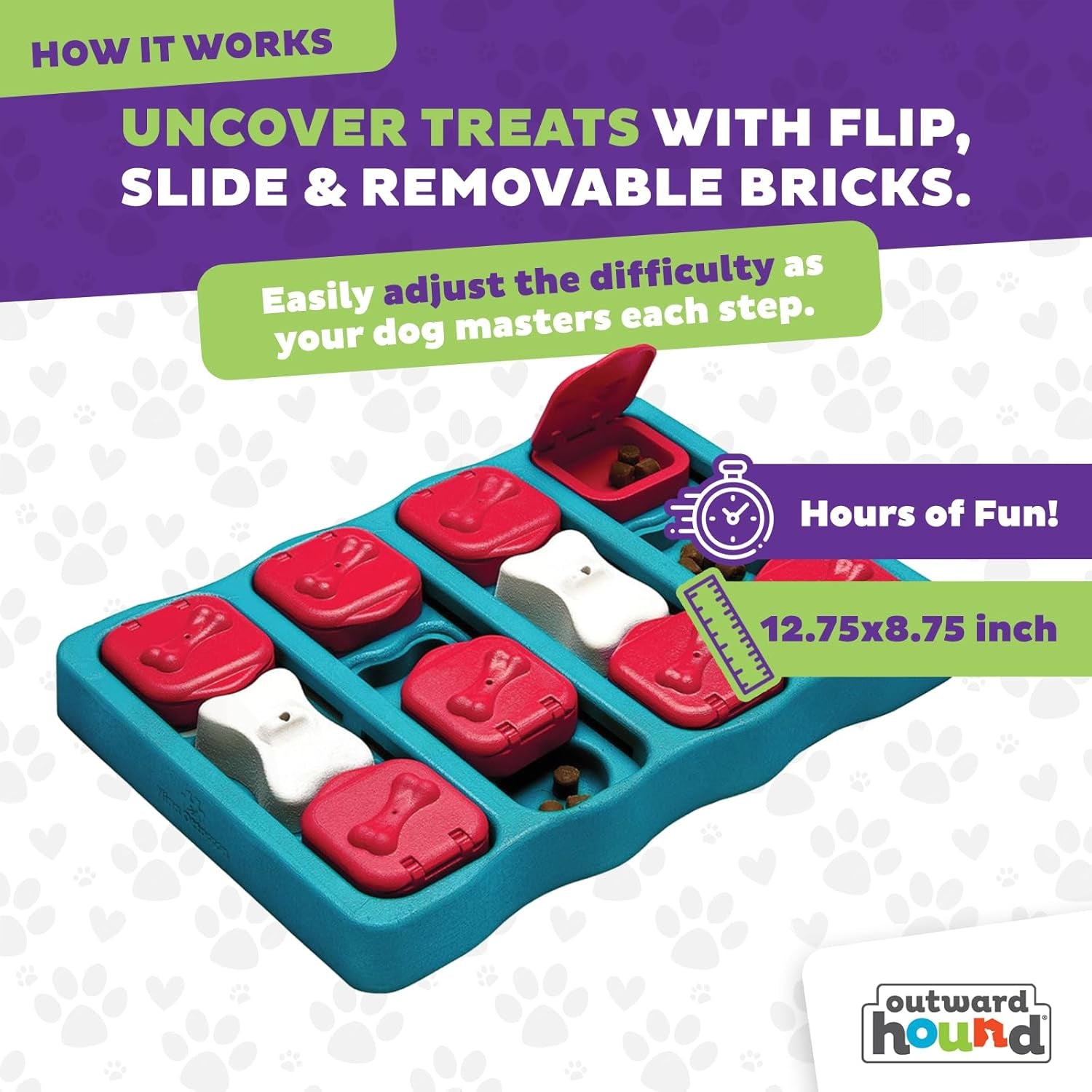 Nina Ottosson Dog Brick Puzzle Toy – Level 2 Interactive Treat Dispenser for Mental Stimulation & Dog Enrichment