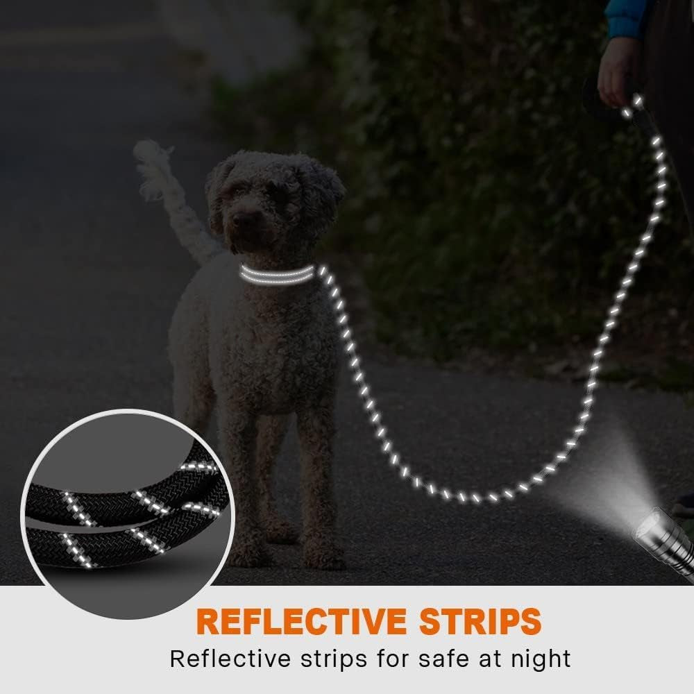 Rope Dog Lead with Padded Handle – 1.2M Reflective Climbing Rope Leash for Small Dogs