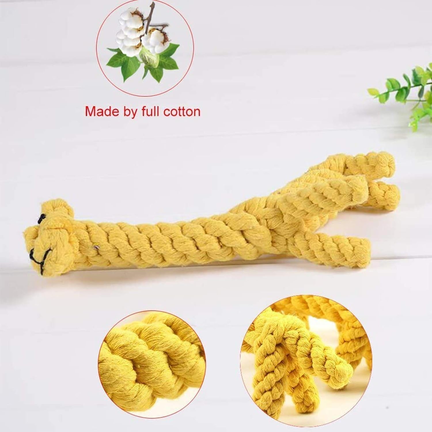 Giraffe Cotton Rope Knot Dog Toy – Natural Soft Chew Toy for Small & Medium Dogs