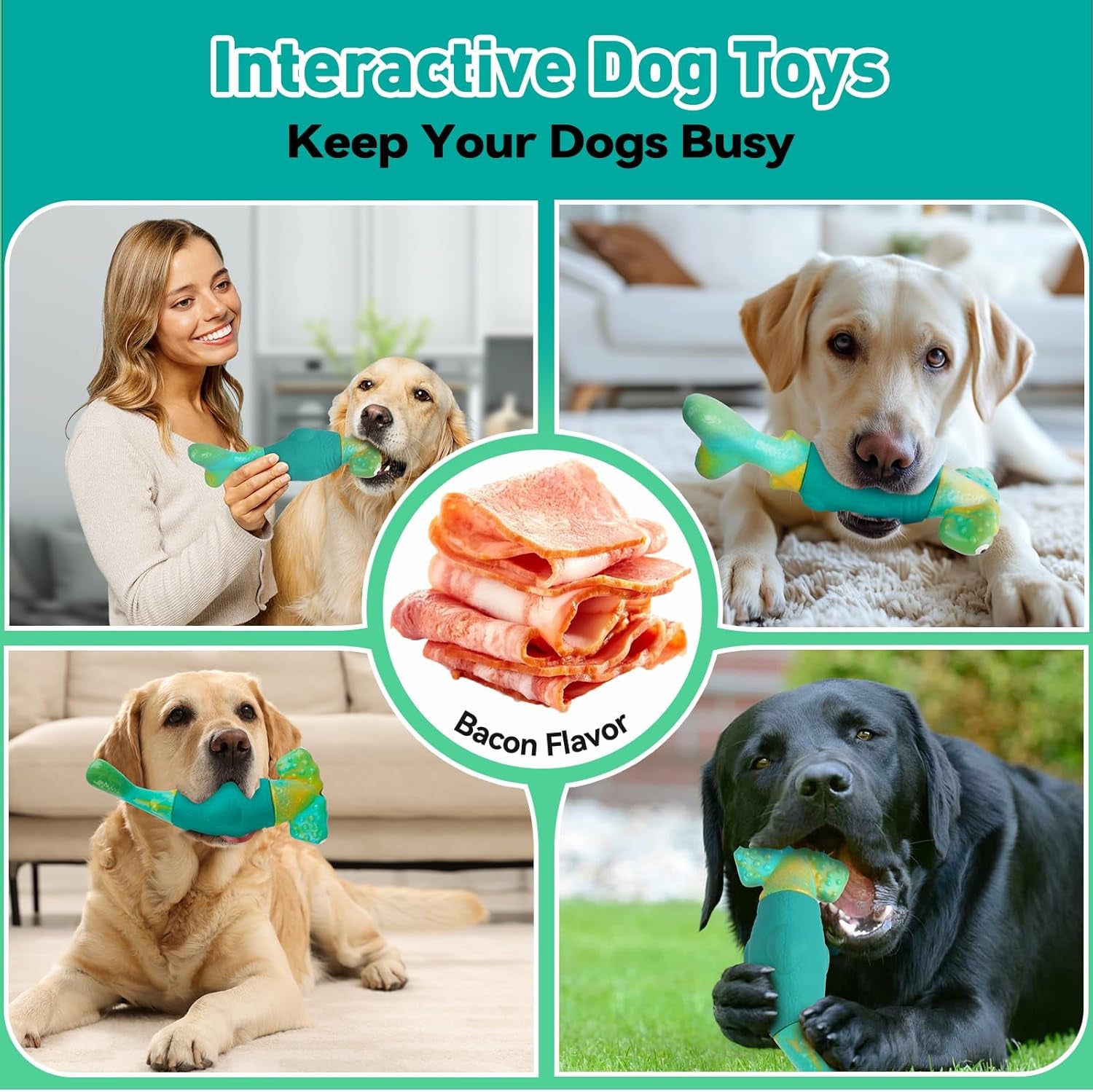 BIKIISEN Hammerhead Shark Squeaky Dog Toy – Tough Rubber & Nylon Chew Toy for Medium & Large Dogs