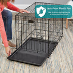 MidWest iCrate Two-Door Folding Dog Crate with Divider & Leak-Proof Tray – 76cm Metal Wire Kennel for Medium Dogs