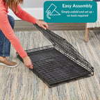 MidWest iCrate Two-Door Folding Dog Crate with Divider & Leak-Proof Tray – 76cm Metal Wire Kennel for Medium Dogs