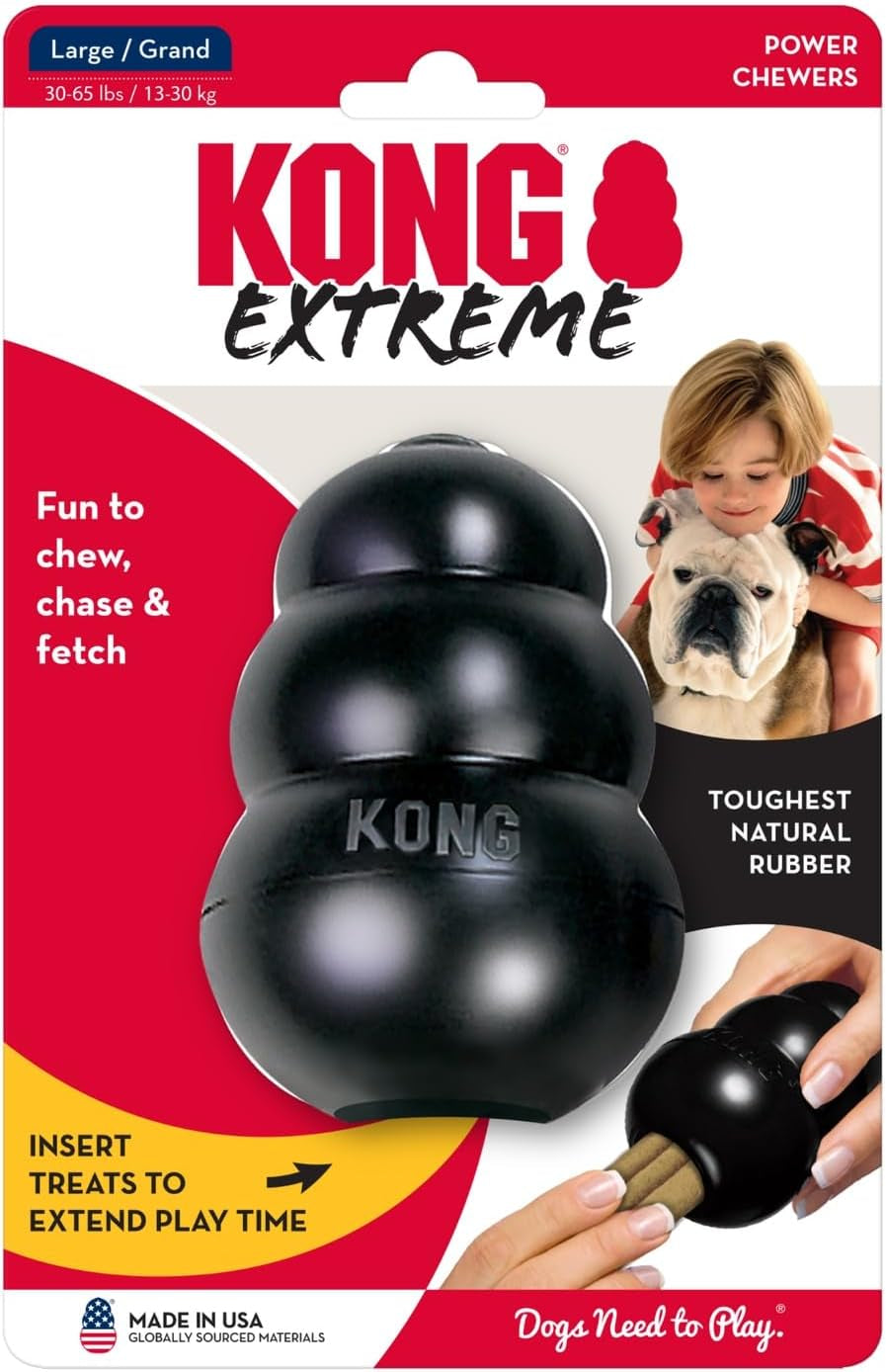 KONG Extreme Dog Toy – Durable Natural Rubber Treat Dispenser & Chew Toy for Power Chewing Large Dogs