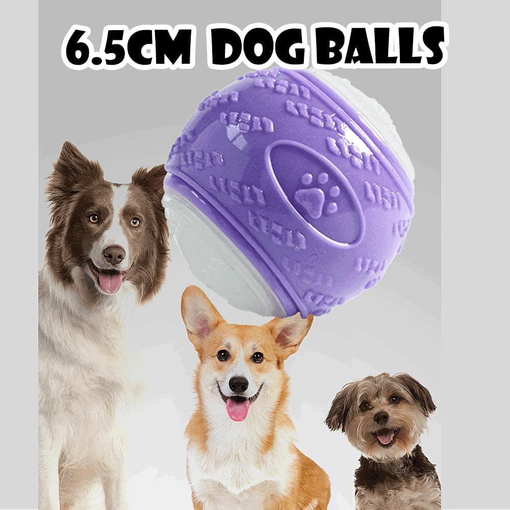 6 Pack Glow-in-the-Dark Squeaky Dog Balls – Indestructible Rubber Chew Toys for Small & Medium Dogs