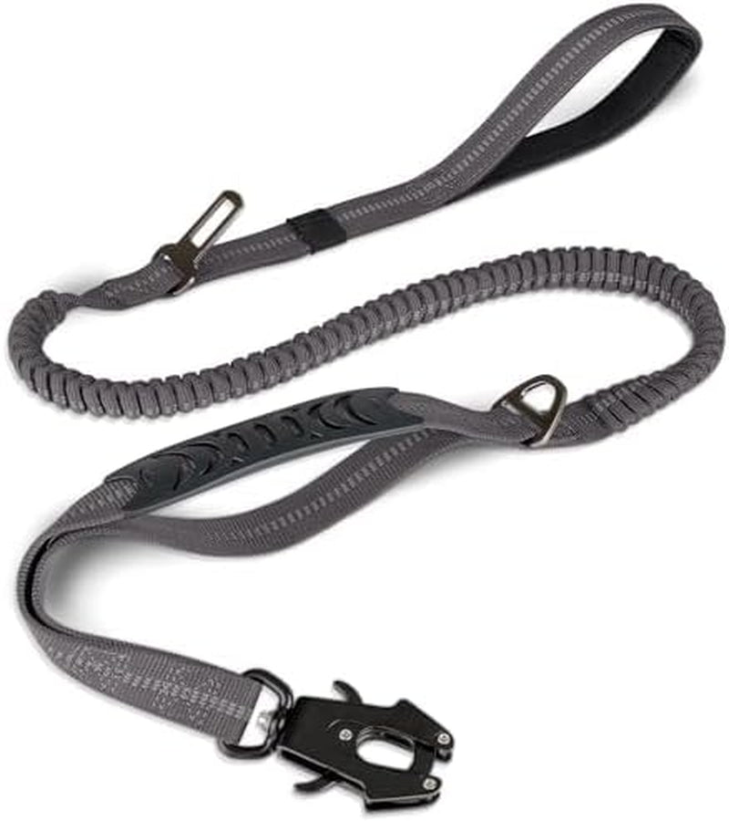 Tactical Dog Lead – Heavy Duty Bungee Shock Absorbing Leash with Double Handle & Car Seatbelt for Medium, Large & XL Dogs