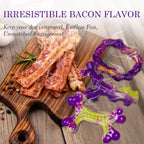 3-Pack Bacon Flavour Nylon Dog Chew Bones – Durable Teeth Cleaning Toys for Aggressive Chewers & Medium to Large Dogs