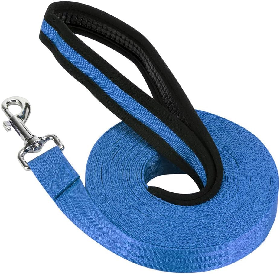  Long Line Training Dog Lead – Nylon Padded Handle Recall Lead for All Breeds