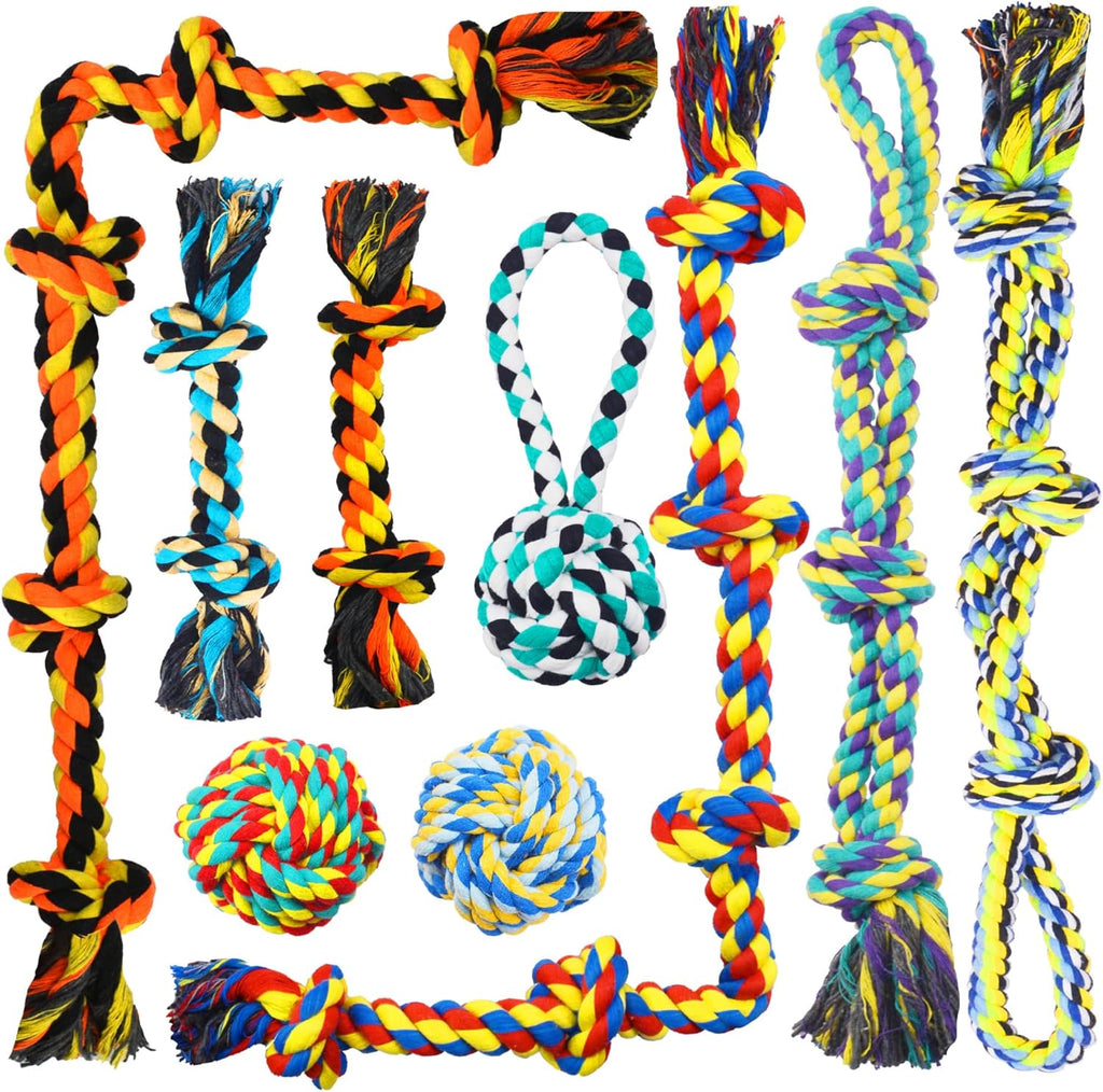 9-Pack Cotton Rope Dog Toys – Durable Knot Chew & Tug Toy Set for Medium & Large Dogs 