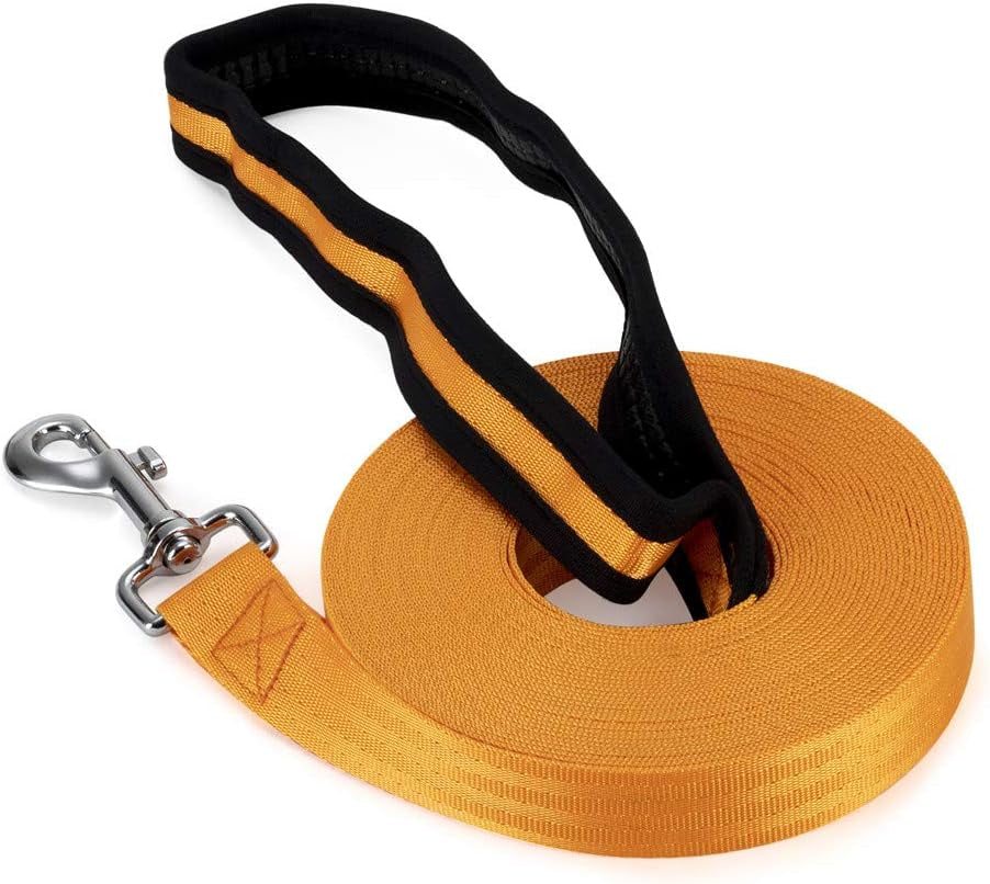  Long Line Training Dog Lead – Nylon Padded Handle Recall Lead for All Breeds