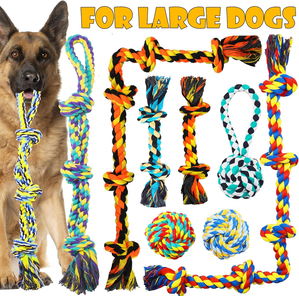 9-Pack Cotton Rope Dog Toys – Durable Knot Chew & Tug Toy Set for Medium & Large Dogs 