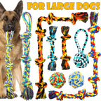 9-Pack Cotton Rope Dog Toys – Durable Knot Chew & Tug Toy Set for Medium & Large Dogs 