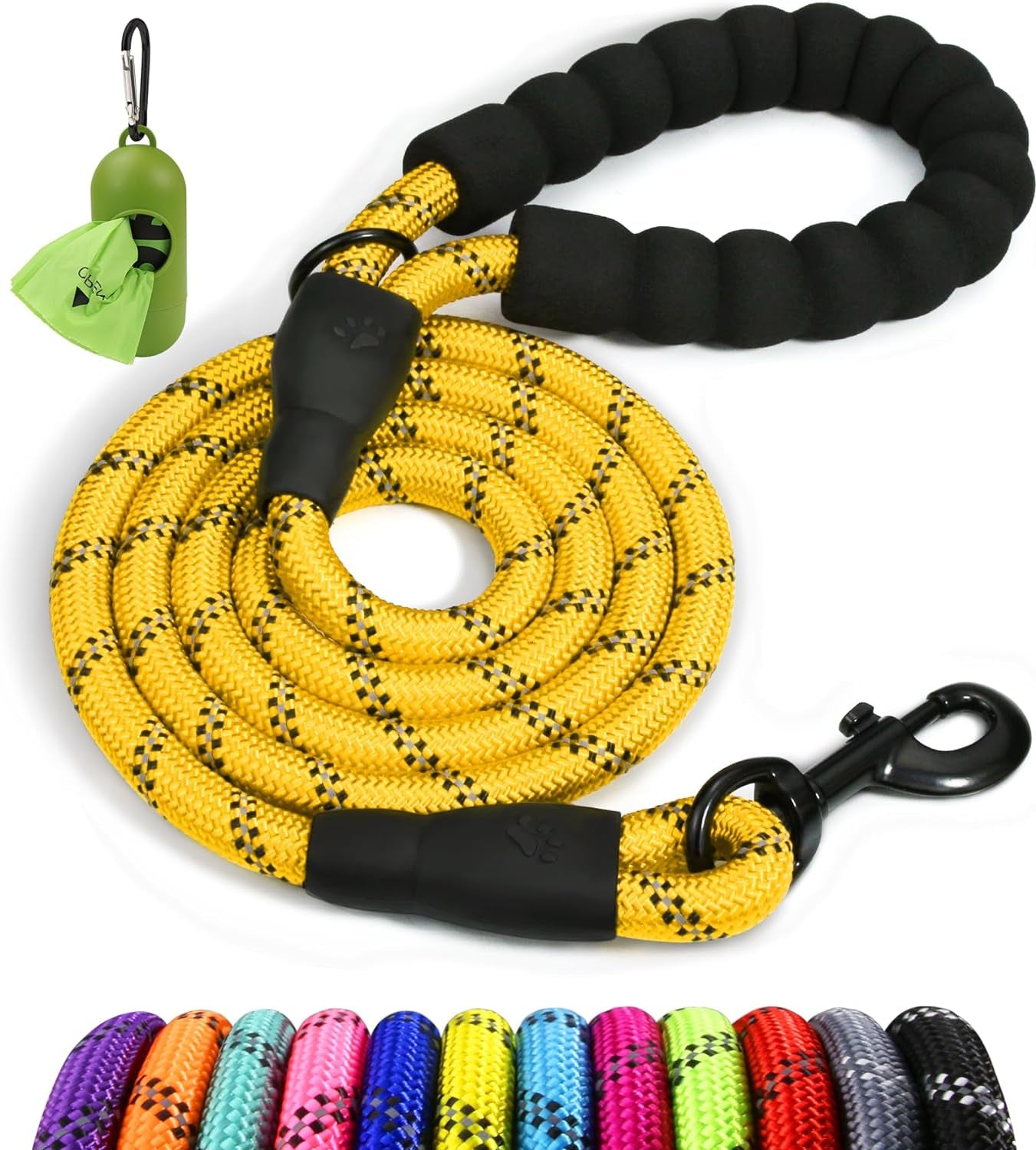 Rope Dog Lead with Padded Handle – 1.2M Reflective Climbing Rope Leash for Small Dogs