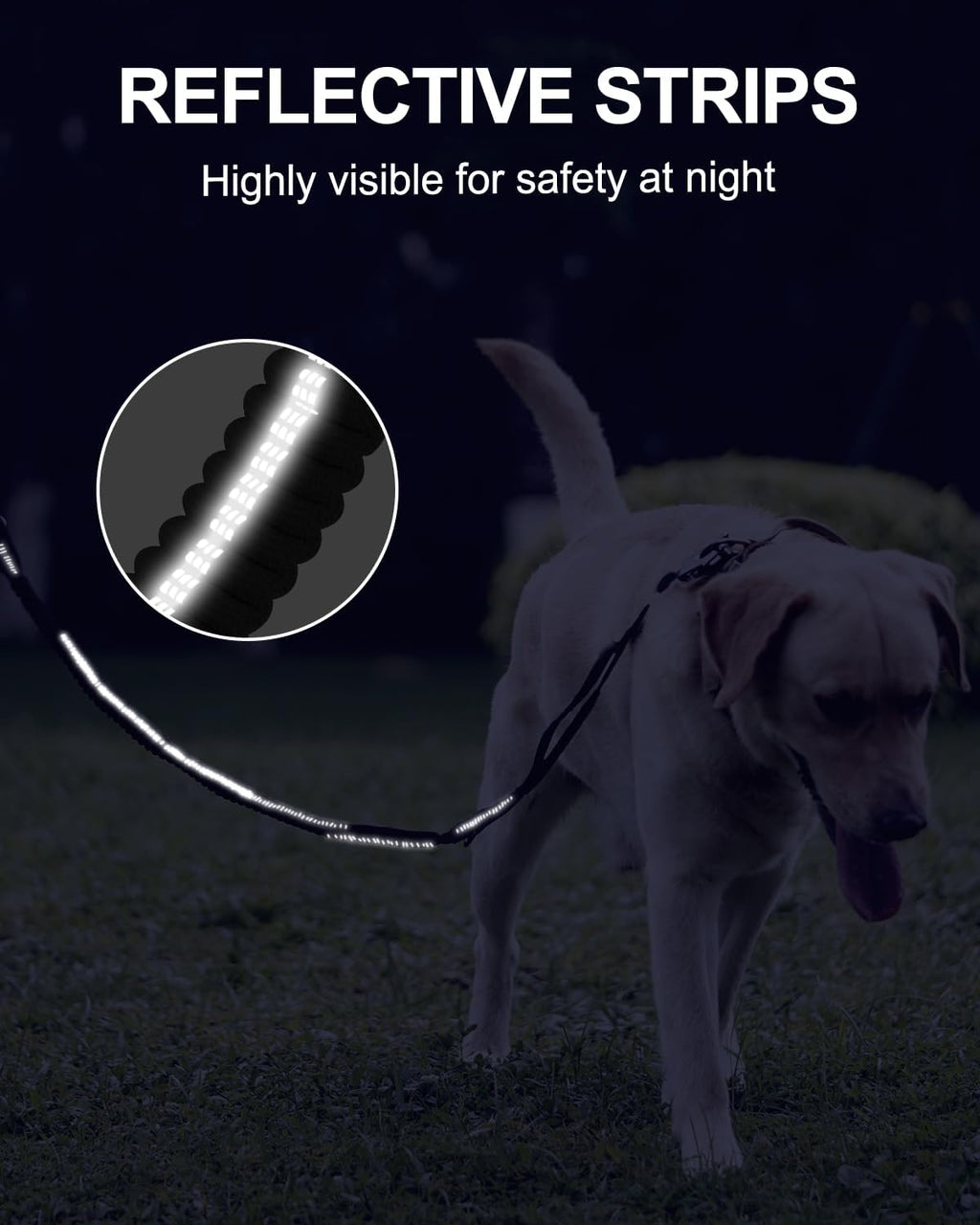 Tactical Dog Lead – Heavy Duty Bungee Shock Absorbing Leash with Double Handle & Car Seatbelt for Medium, Large & XL Dogs