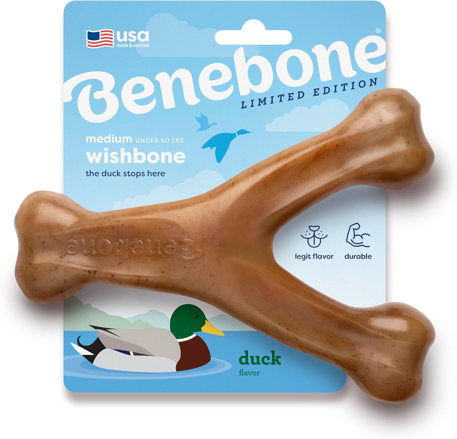 Benebone Wishbone Dog Chew Toy – Long Lasting Bacon Flavour Chew for Medium Dogs