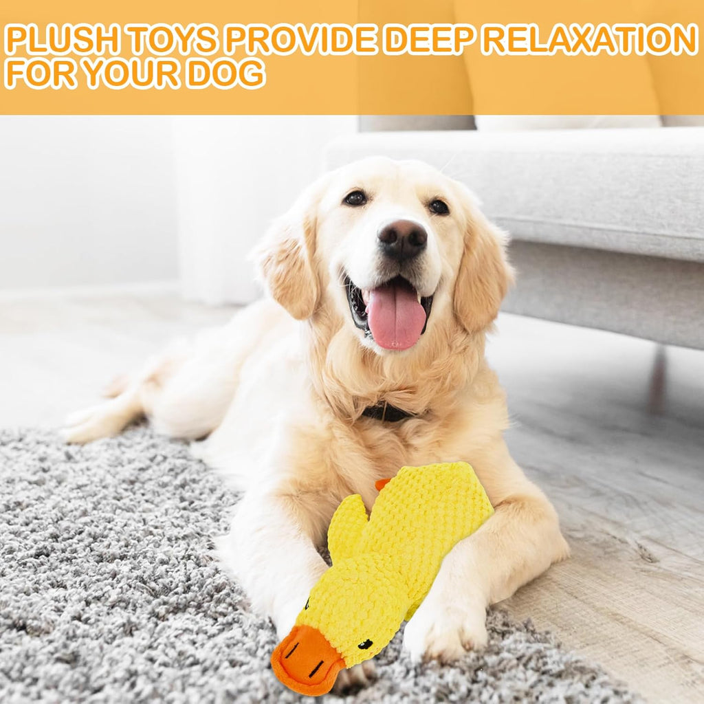 Yellow Anti-Stress Duck Squeaky Dog Toy – Interactive Plush Chew Toy for Dogs