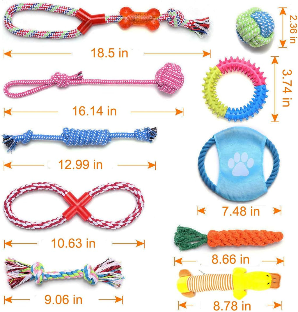 10-Pack Natural Cotton Rope Dog Toys – Puppy Chew & Tug Toy Set for Small & Medium Dogs
