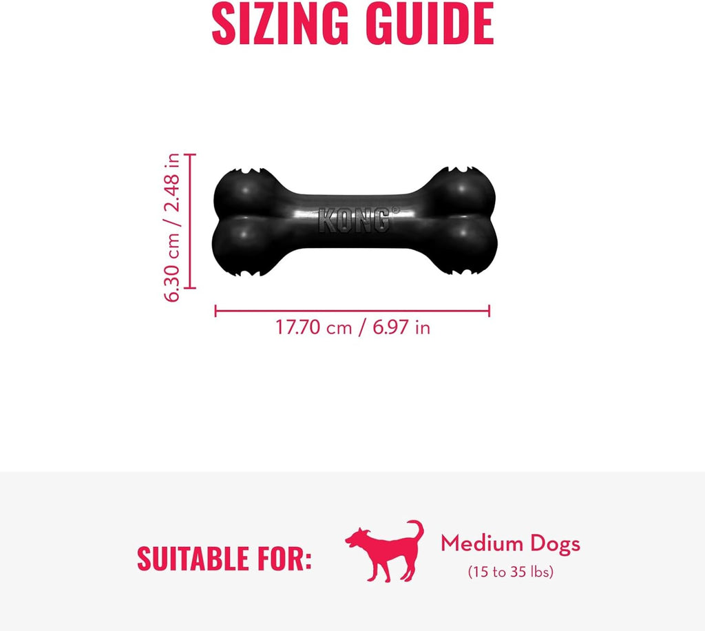 KONG Extreme Goodie Bone – Durable Natural Rubber Chew Toy for Power Chewing Medium Dogs