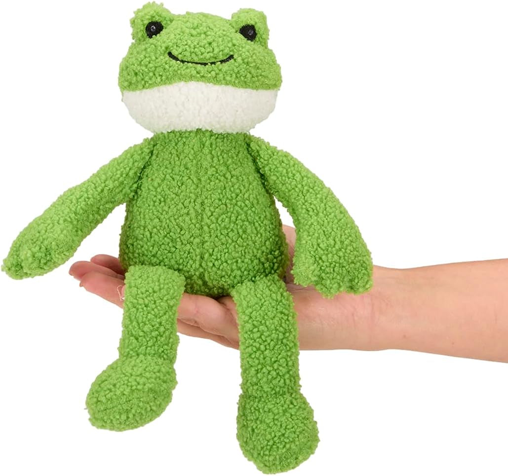 (Little ) Finlay Frog Plush Dog Toy with Built-In Squeaker, Lightweight Puppy Toy (Pack of 1)