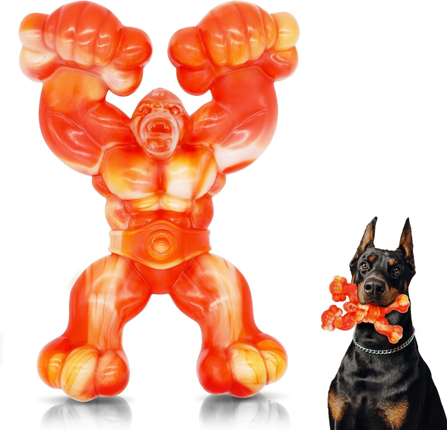 Tough Dog Toys for Aggressive Chewers, Indestructible Dog Chewers for Medium & Large Breeds,Squeaky Durable Chew Toys to Keep Them Busy, Reduce Boredom, Teeth Cleaning, Bacon Flavor