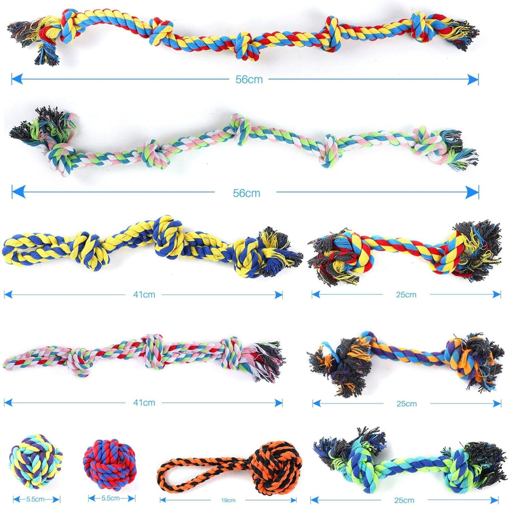 10-Pack Natural Cotton Dog Rope Toys – Indestructible Chew & Tug Toys for All Breeds & Aggressive Chewers