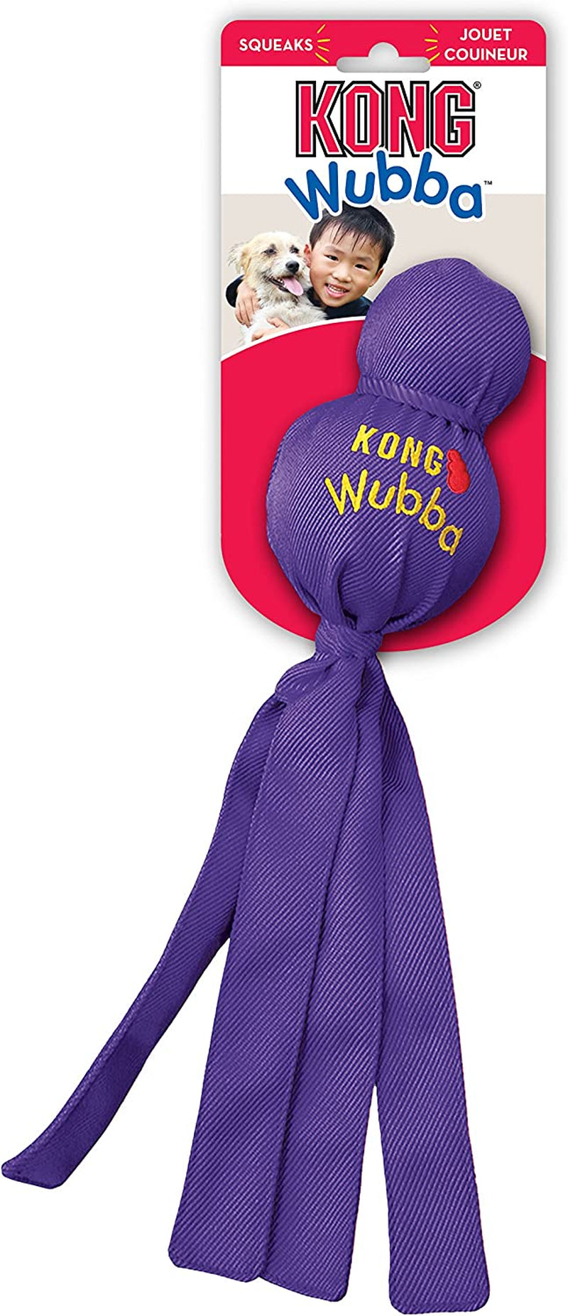 KONG Wubba Squeaky Dog Toy – Durable Tug, Shake & Fetch Toy for Large Dogs