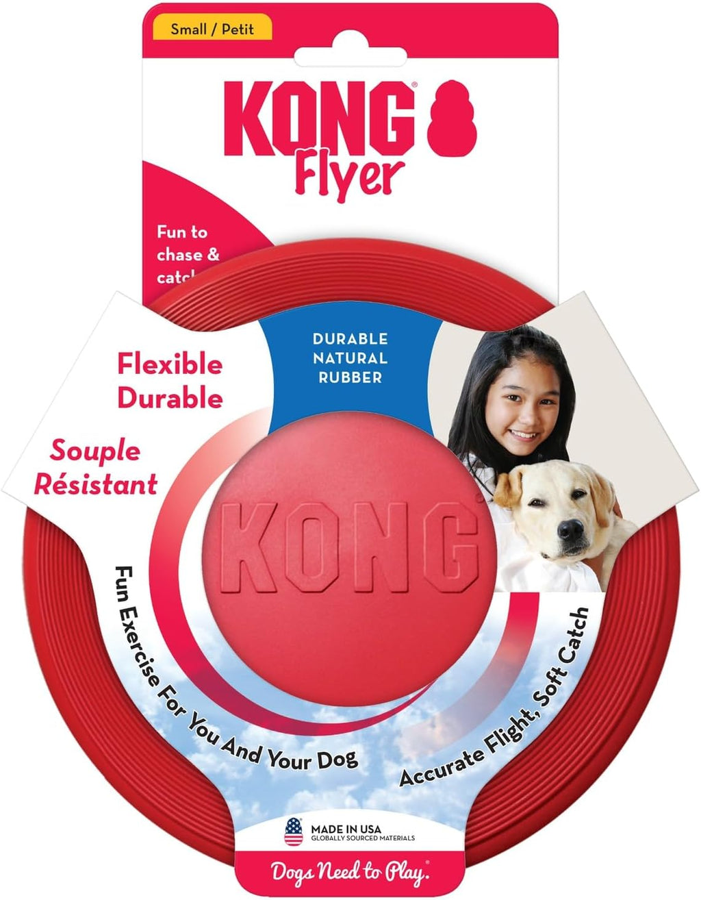KONG Flyer Natural Rubber Flying Disc – Durable Fetch Toy for Small Dogs